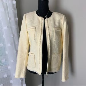 Lafeyette 148 Benji cream custard long sleeve linen blend jacket size 10